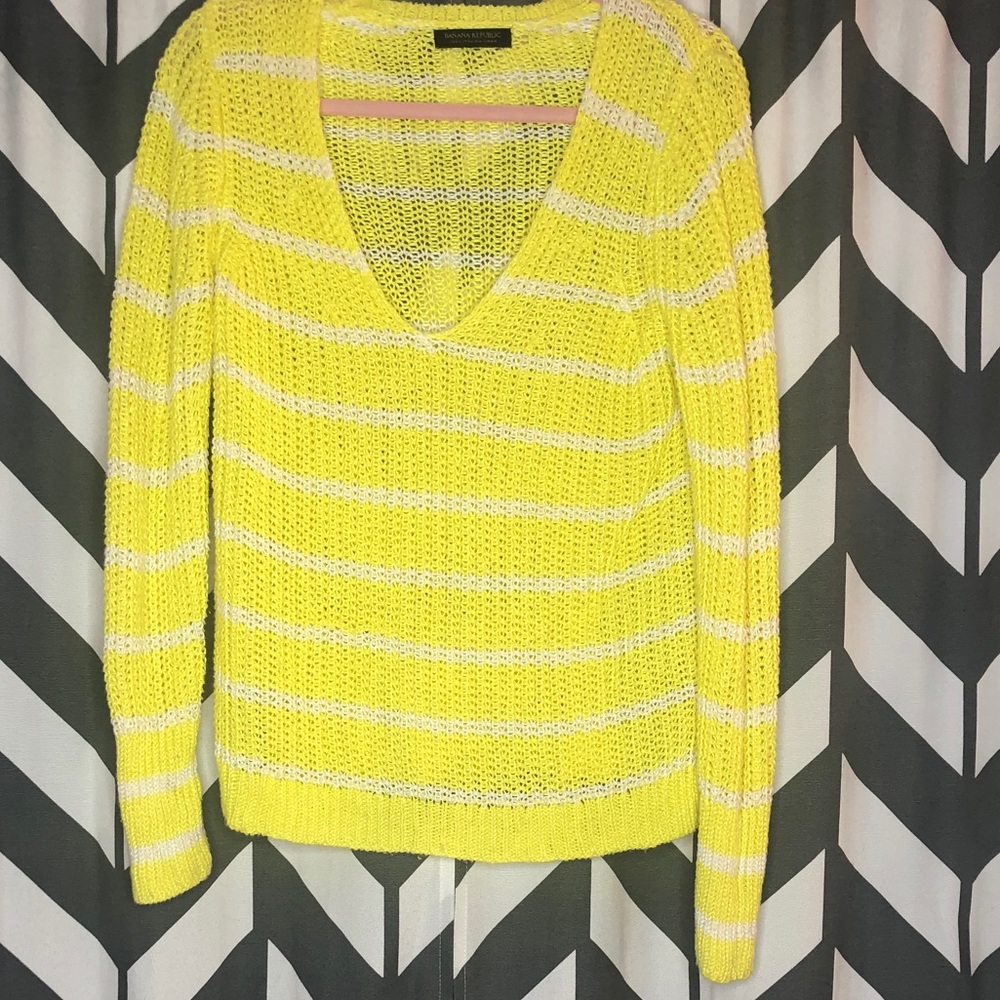 Bright Yellow & White Striped Sweater